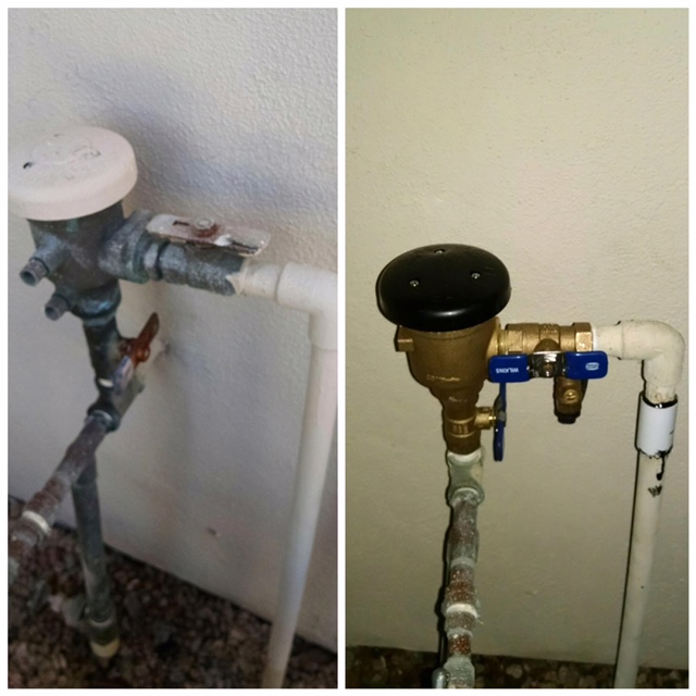 Backflow Valve plumbing repair before and after